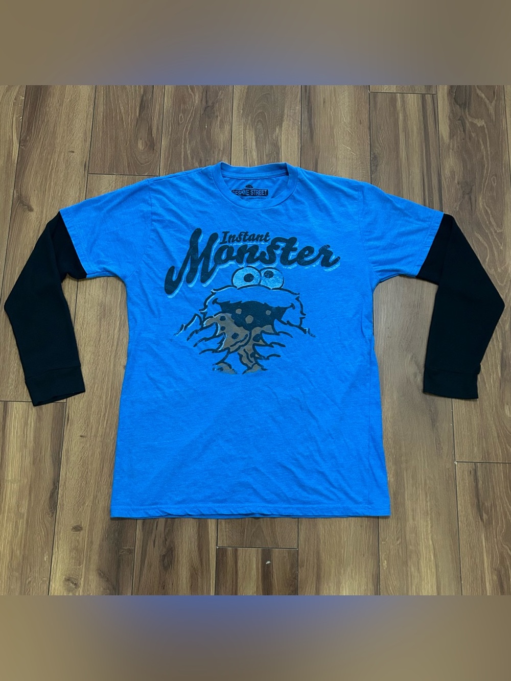 Sesame Street Blue 'Instant Monster' Cookie Monster Layered Long Sleeve Tee